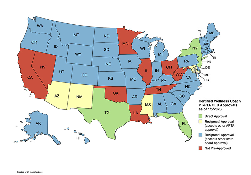 Certified Wellness Coach PT / PTA / CEU Approvals 2026